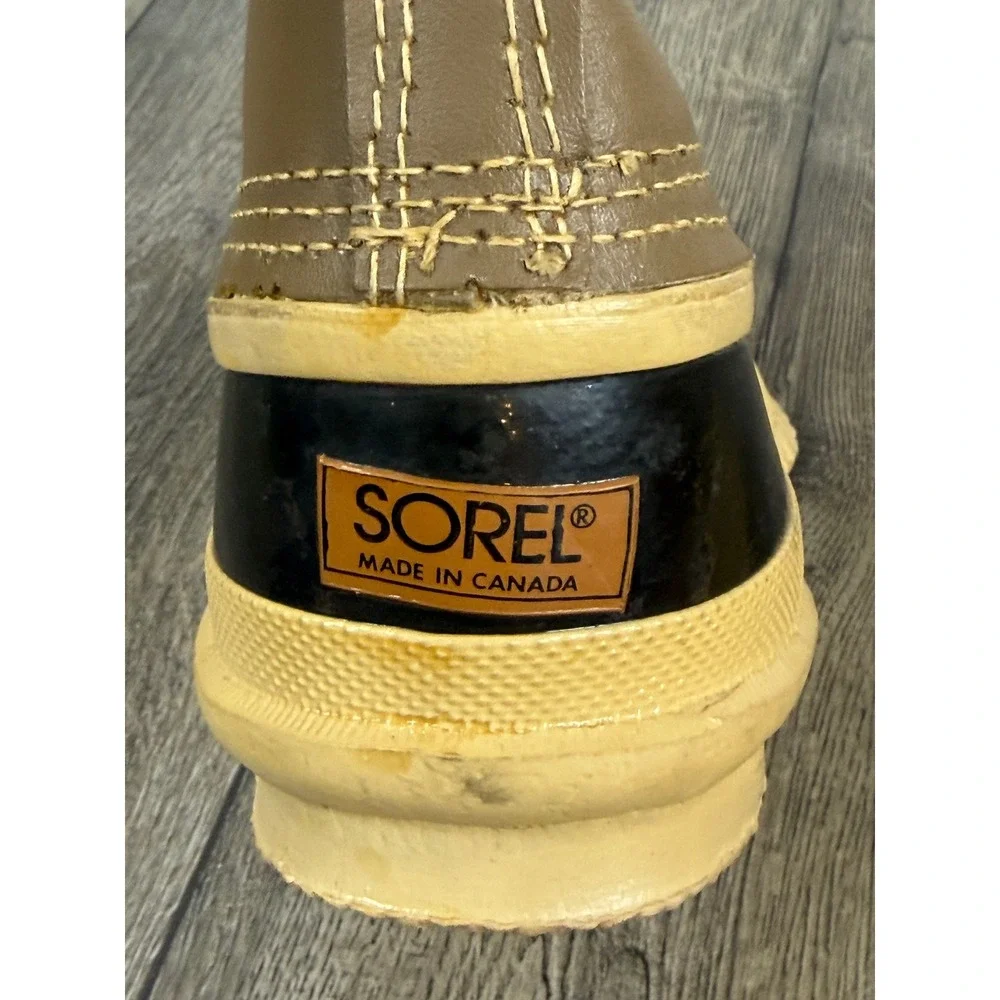 Sorel Vintage Caribou Pac Boots Tan Black Size 12 Winter Snow Waterproof Mens
